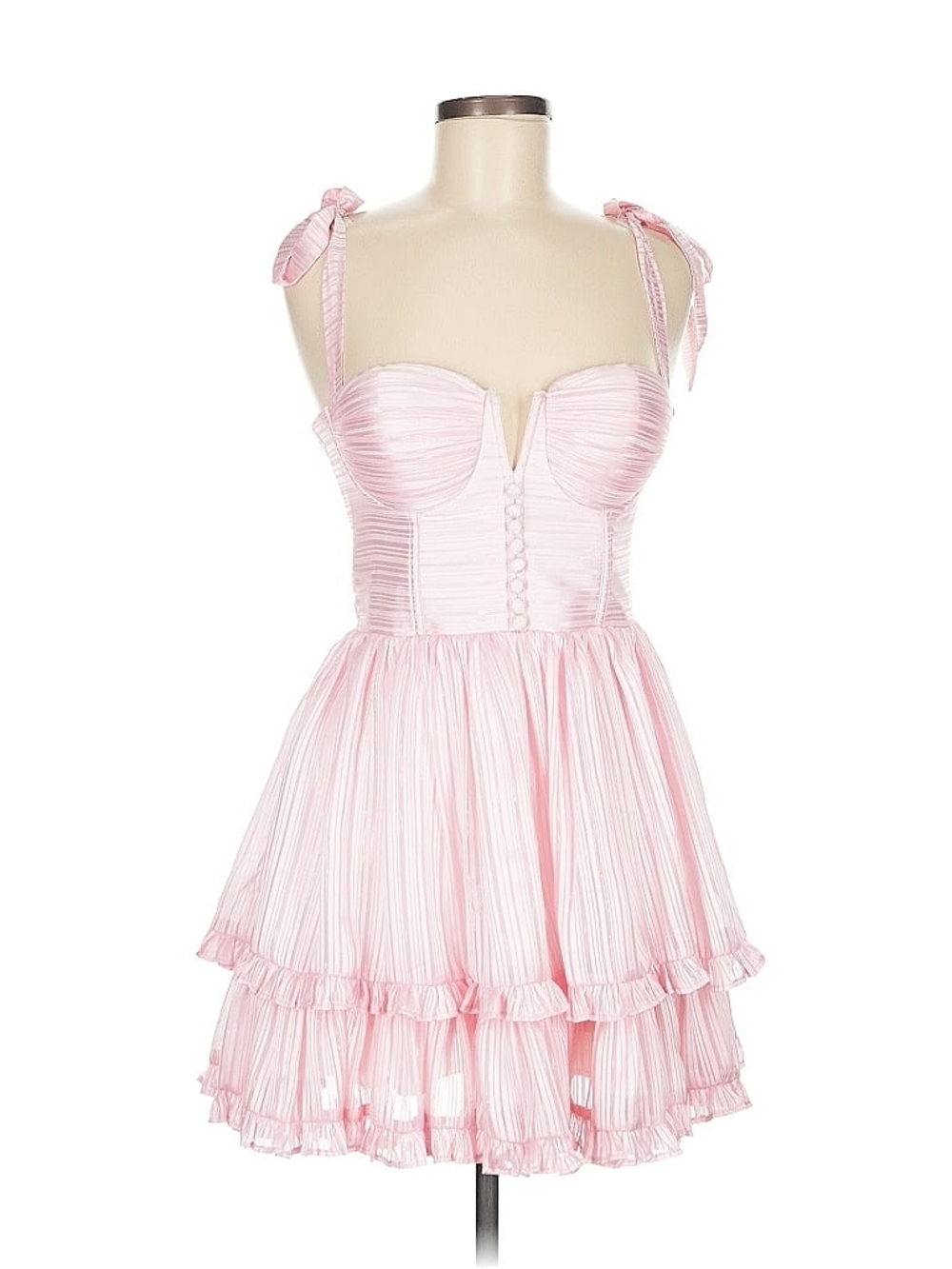 Adeirlina Pink Mini Corset Dress with Tie-Strap Shoulders